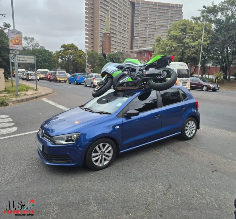 Watch: Biker Injured as Bike Lands on VW Polo After Crash in Pinetown